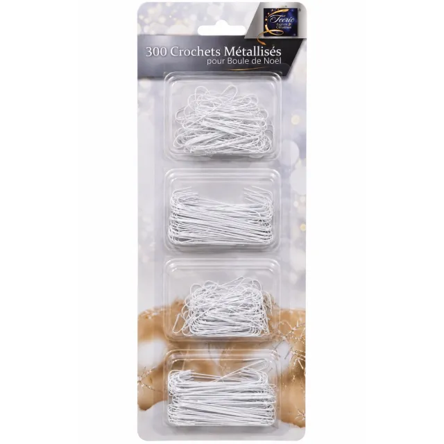 Feeric lights & Christmas Kerstbalhaakjes Wit – 300 Stuks – Ophanghaakjes voor Kerstballen en Kerstdecoratie