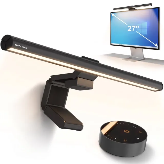 Sencision Monitor lamp met Backlight - Auto-Dimming - Bureaulamp LED Dimbaar 52 cm - 3000K-6500K - CRI >95 - Afstandsbediening - Zwart