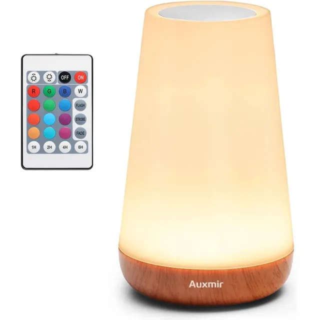 auxmir Led-bedlampje met aanraakfunctie, dimbaar, met 13 kleuren en 4 modi, USB-oplaadbaar, nachtlampje met afstandsbediening, nachtlampje met timerfunctie voor slaapkamer en camping, lichtbruin
