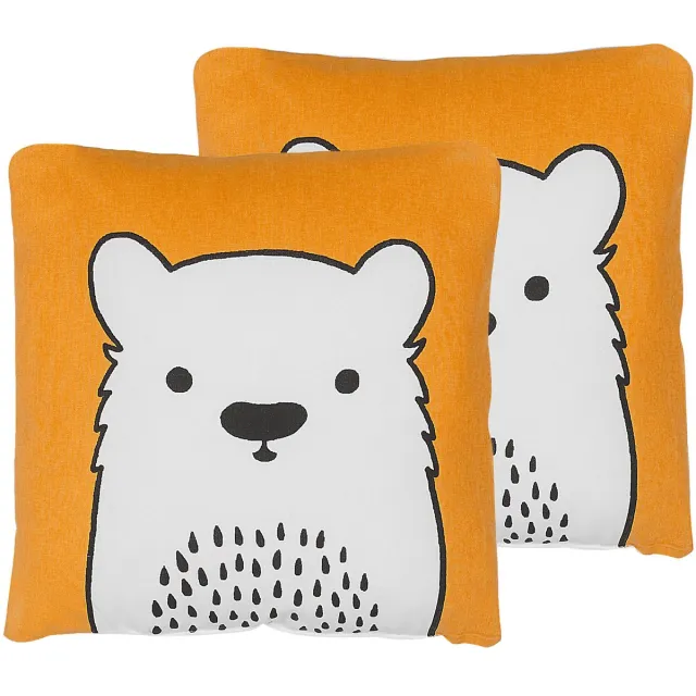 Beliani WARANASI - Sierkussen set van 2 - Oranje - 45 x 45 cm - Katoen