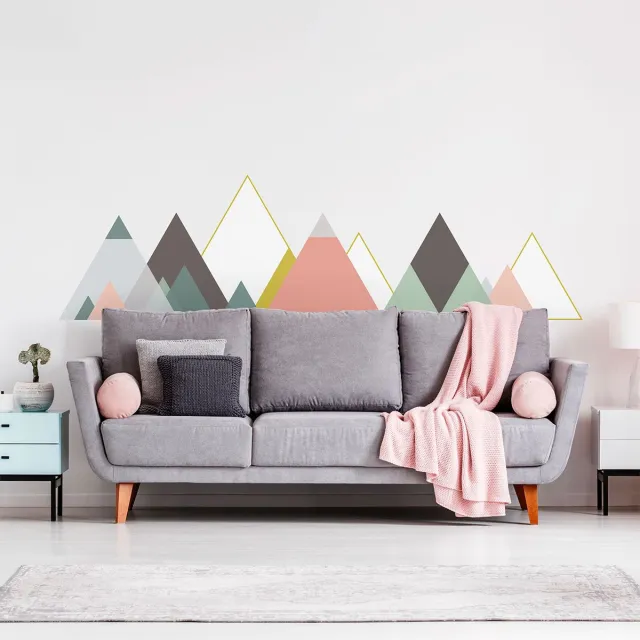 Ambiance Sticker Muurstickers - Decoratie voor slaapkamer/woonkamer - Gigantische Scandinavische bergmuursticker KRISTAL - 50x75cm Multi color