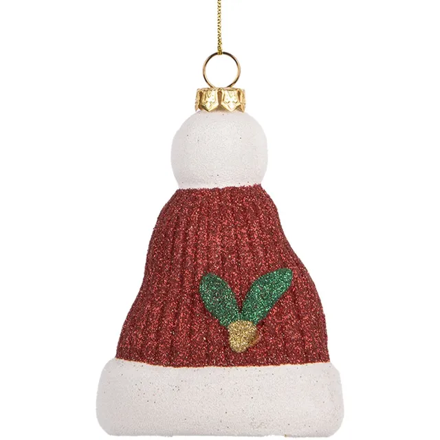 Clayre & Eef Kersthanger Kerstmuts 7x4x10 cm Rood Wit Kunststof