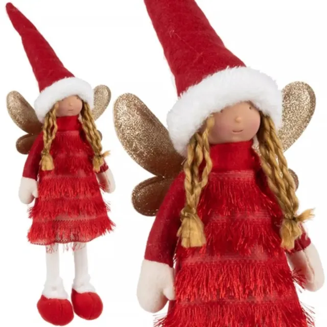 Ruhhy Fairy Rode Kerstfiguur - Fee/Angel/Elf met Glittervleugels - Feestelijke Decoratie Rood