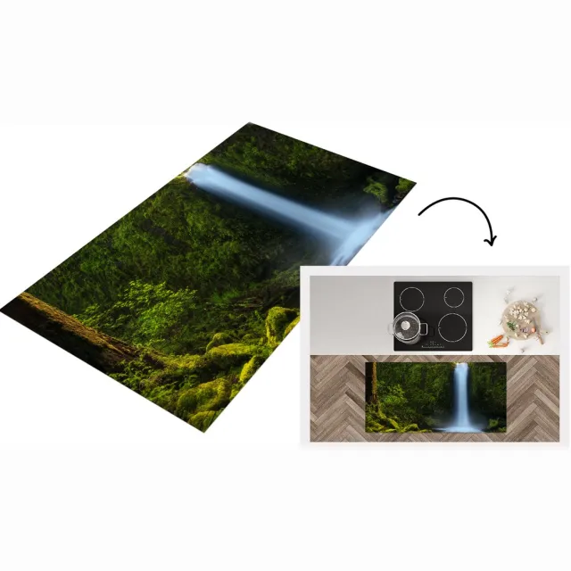 KitchenYeah Keukenloper - Loper keuken - Jungle - Waterval - Natuur - Keukenloper vinyl multicolor, foto 2