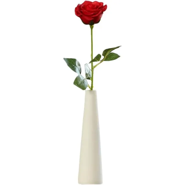 Cosensi Keramische vaas voor thuis of kantoor decoratie, wit, 22 cm hoog - Uniek design voor bruiloft en kerstdecoratie Any