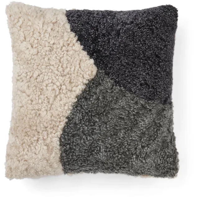 Sheepskin House Kortharig Schapenvacht Kussen - Dubbelzijdig - 46x46 cm Anthracite/Pearl/Graphite