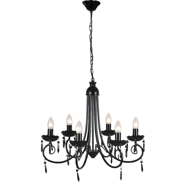 vidaXL Plafondlamp kroonluchter 6 lampjes zwart