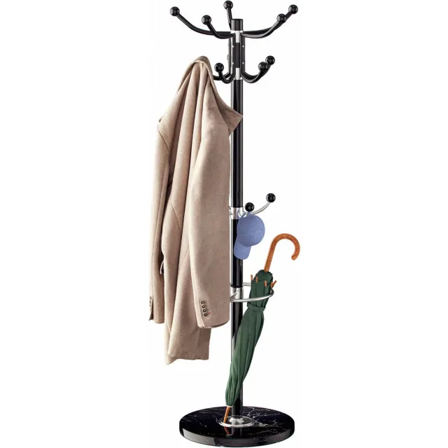 Casaria Kapstok - 360° Draaibaar 14 Haken 37x37x175cm - Zwart