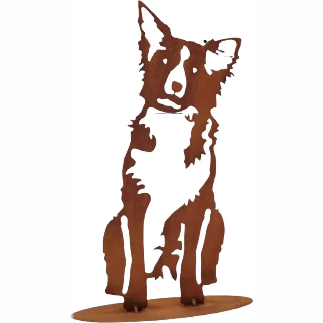 Dream-Garden Tuinbeeld Zuko de zittende Border collie Frame 36 cm Roest bruin