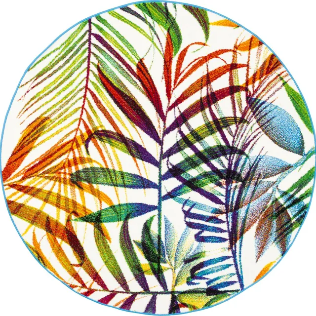 Pergamon Vloerkleed Designer Faro Tropical Kleurrijke Twijgen Rond Mulit