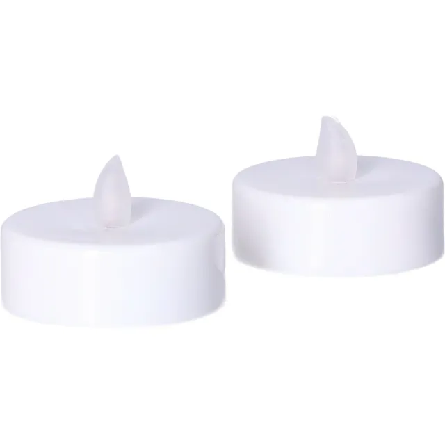 Anna's Collection Grote LED theelichtjes - 2x - wit - D6 x H4,5 cm - timer - waxinelichtjes - kaarsen
