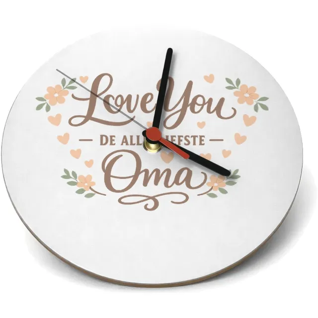 Mr Cadeautjes Klok rond Ø 19 - design Een liefdevolle familieboodschap met zachte bloemaccenten en | cadeau Wit