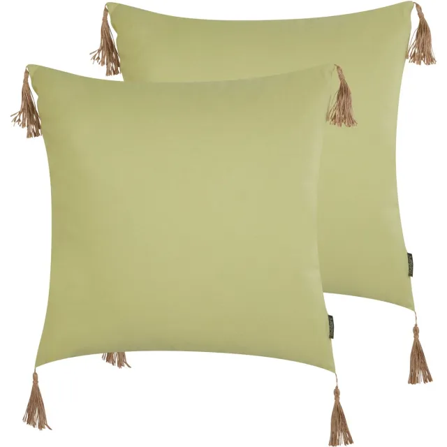 Beliani CHMISTAR - Sierkussen set van 2 - Olijfgroen - 45 x 45 cm - Polyester