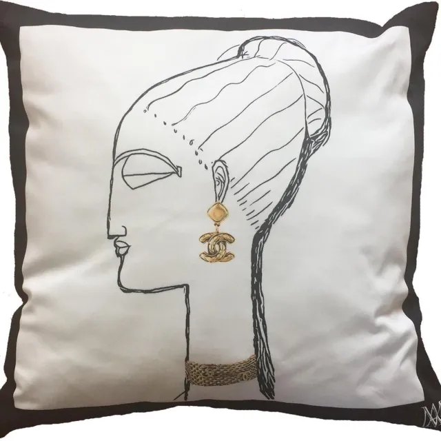 MA-Feeling Sierkussen Face With Choker (Wit, 45x45 cm) - Uniek cadeau - Handgemaakt - Duurzaam