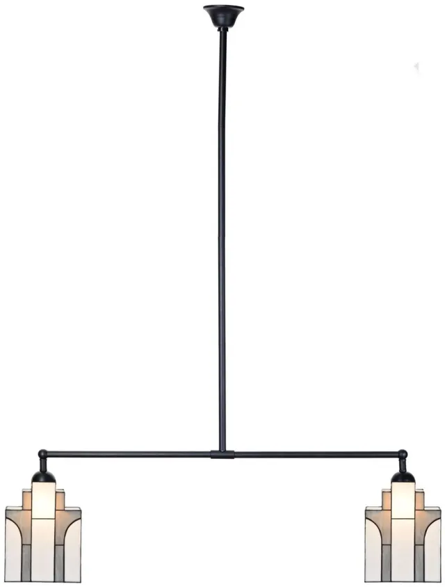 Coloured by Art Tiffany T-lamp 2 lichts New York Sky Line - Art Deco Trade Zwart