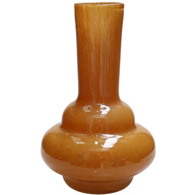 Vase The World Vaas Bolombo Elite | Geel | Mond geblazen glas | Uniek design | Dik zwaar glas | Ø20 x H36 cm