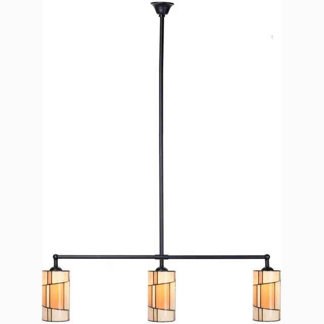 Coloured by Art Tiffany T-lamp 3 lichts Roundabout - Art Deco Trade Zwart