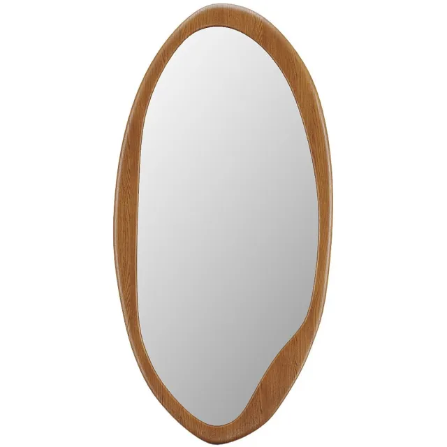 Vente-unique Ovale spiegel in heveahout - H 100 x B 50 cm - Naturel - FUJIAN Natuurlijk licht