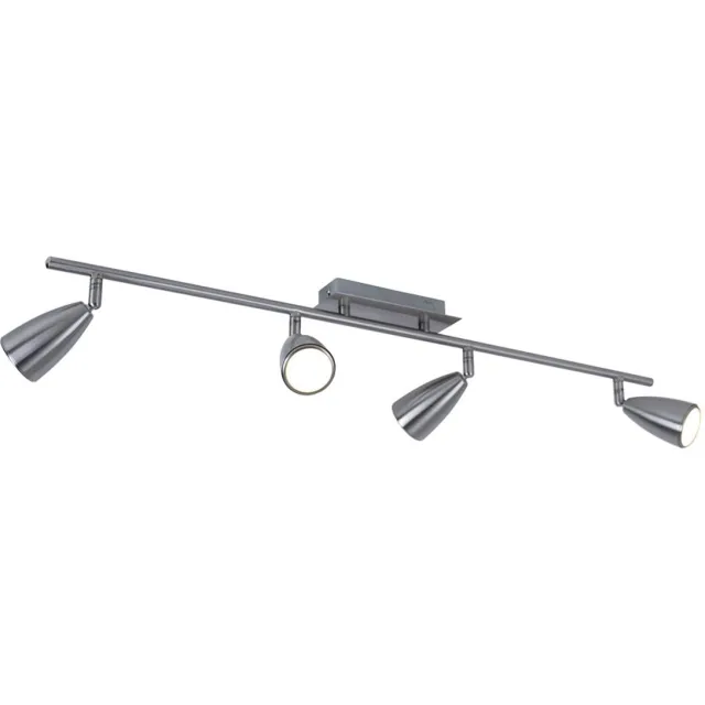 EGLO Plafondlamp 4 spots Spotlightstrip verstelbaar mat nikkel, staal, 4x GU10 fitting, LxB 78,5x7 cm zilver