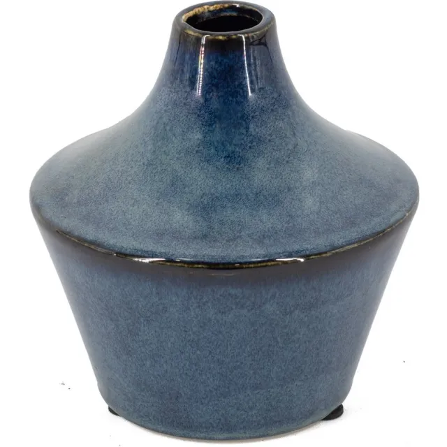 homebound by ky Aardewerk vaas blauw | 13x13x13cm | bloemenvaas keramiek blauw