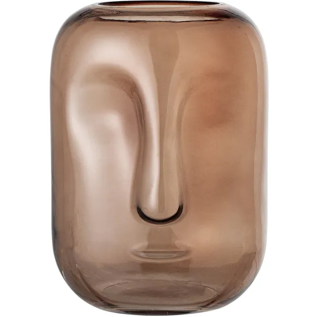 Bloomingville Face Glass Vase Ø 18 cm - Brown (82047485) Bruin