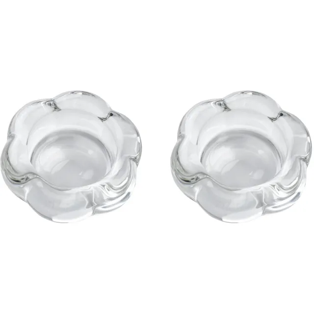 ikea 2x BLADFÅGEL Theelichthouder - Helder Glas, 3 cm Hoog
