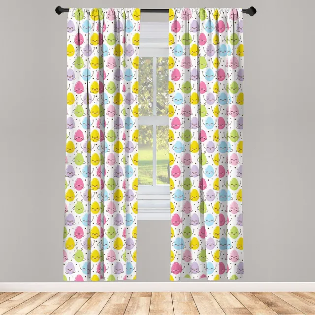 ABAKUHAUS Pasen gordijnset – microvezel – halfdonkerend – 2x75x175 cm Meerkleurig