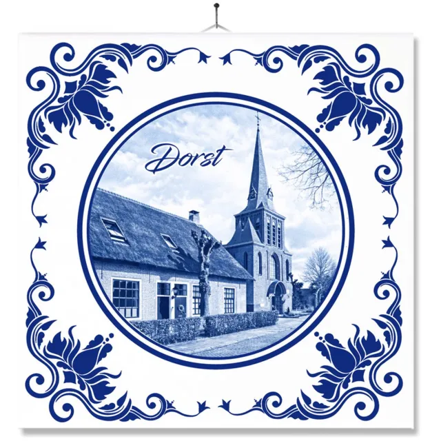 MC Living Tegel Met Opdruk | Dorst | Delft Blauw | Cadeau | Inclusief Geschenkdoos | Standaard | Ophangsysteem Multi-Color