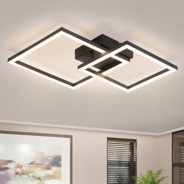 NETTLIFE LED Plafondlamp - Vierkant - Zwart - 20W - 4000K - Draaibaar Design - Slaapkamer Woonkamer Keuken Hal Kantoor Eetkamer Natuurlijk