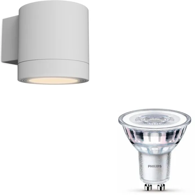 Philips Fylx Wandlamp voor Buiten Down (Wit) - Buitenlamp - GU10 - Warmwit Licht - SceneSwitch - Eenvoudig Dimbaar met Je Klassieke Schakelaar