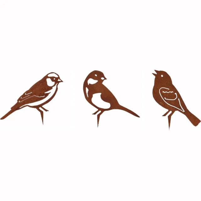 Dream-Garden Tuindecoratie drie vogels roest Roest bruin