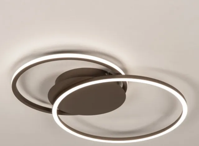 Lumidora Plafondlamp 75620 - Plafonniere - CUZCO - 2 Lichts - Ingebouwd LED - 24.0 Watt - 2400 Lumen - 2700 Kelvin - Bruin - Metaal - Met dimmer - Badkamerlamp