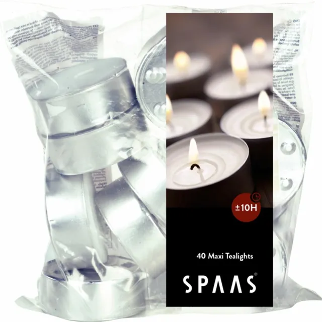 Spaas Theelichten Maxi Wit 10 Branduren - 4 x 40 stuks - Voordeelverpakking