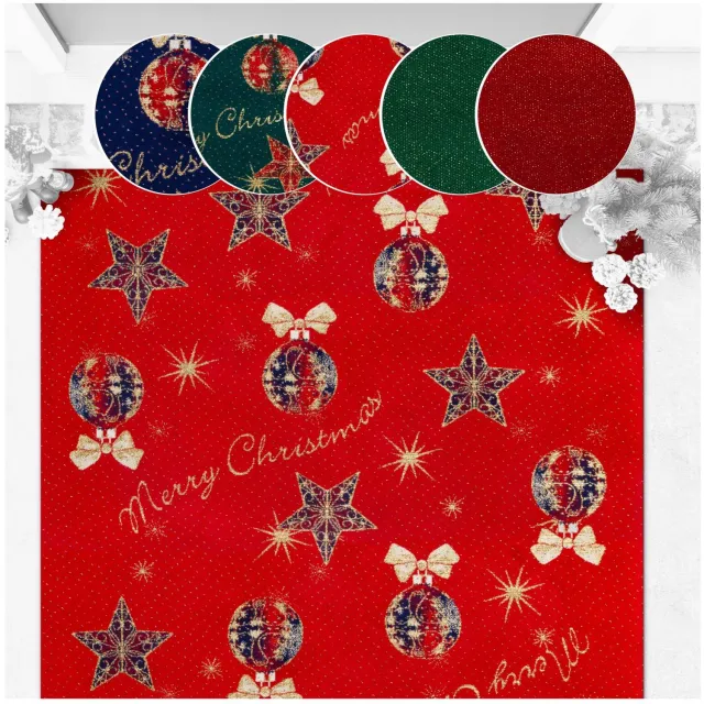 ANRO Merry Christmas Kerstloper Rood 100x140 cm - Glitter - Antislip