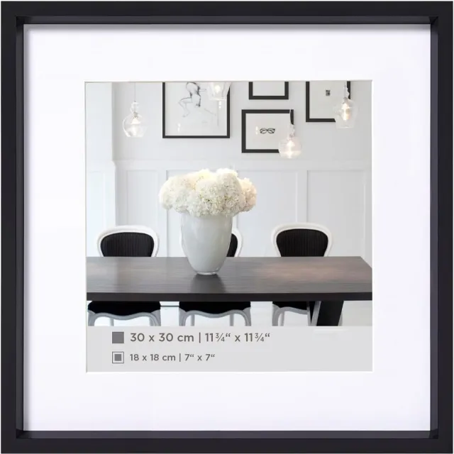 Famanu Kunststof fotolijst zwart 20x20cm met passe-partout