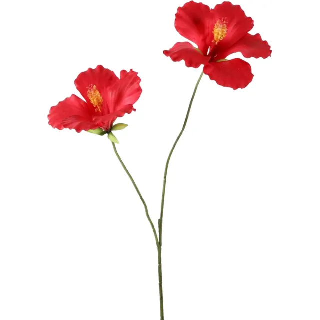 Viv! Home Luxuries Hibiscus - zijden bloem - rood - 83cm