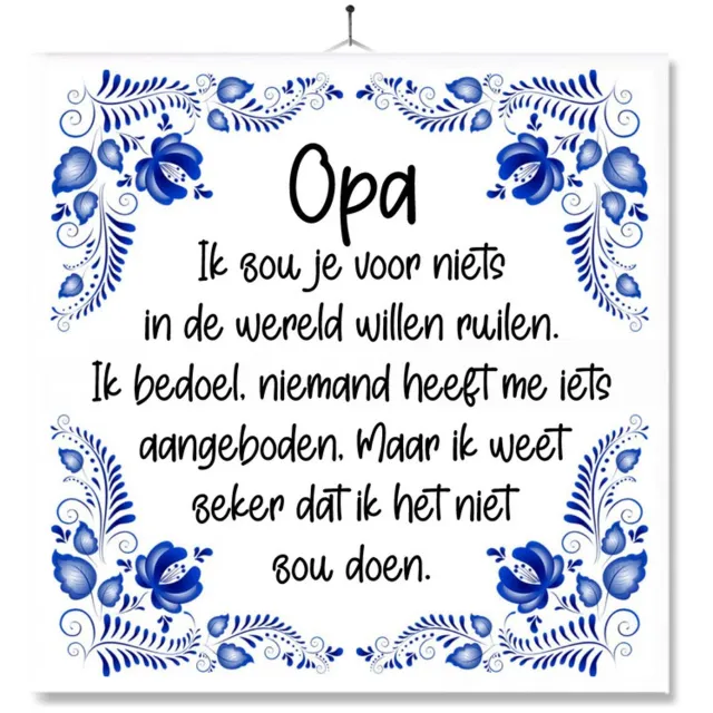 MC Living Tegel Met Opdruk | Opa | Voor Niets Willen Ruilen | Vaderdag | Cadeau | Inclusief Geschenkdoos | Standaard | Ophangsysteem Multi-Color