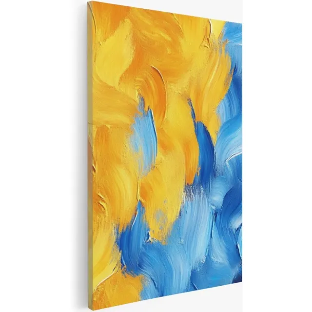 Saammp Canvas Schilderij - Oranje blauw mix - Abstract - 80x120 - Foto op canvas - Wanddecoratie - Muurdecoratie Woonkamer - Slaapkamer decoratie - Canvas Print Multicolor