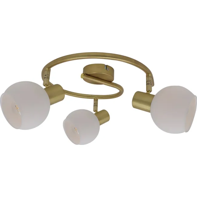 Olucia AYLEEN - Plafondlamp - Wit / Messing - 3L - Vorm: Rond