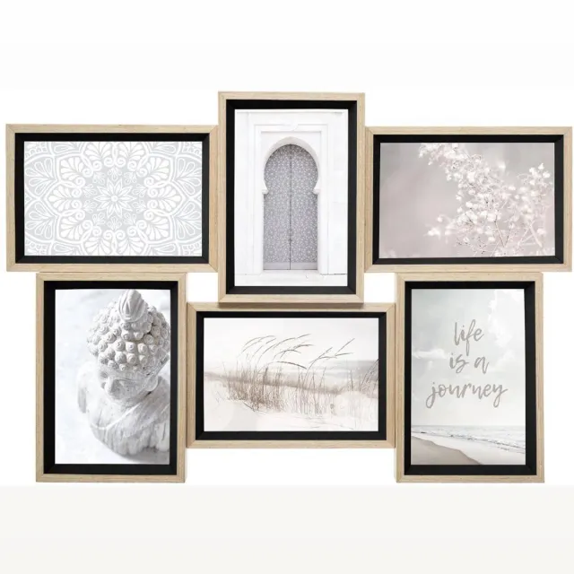 Atmosphera Créateur d'intérieur® Houten fotolijstje voor 6 foto's MOLY Noir