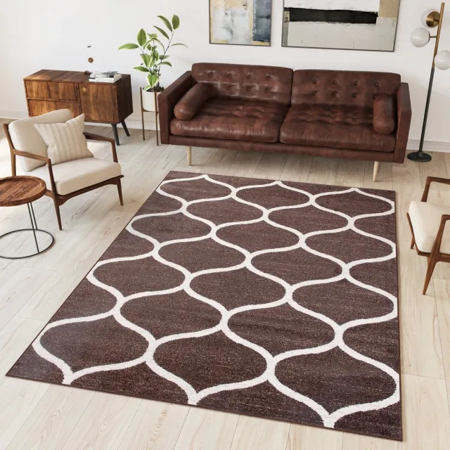 Tapiso Sari Vloerkleed Woonkamer Trellis Bruin Tapijt Bruin 13