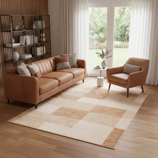 Tapiso Nora Vloerkleed Bruin Beige Geometrisch Modern Design Laagpolig Woonkamerkleed Slaapkamer Hal Antislip Vlekbestendig Easy Care Tapijt OEKO TEX - 200x300 Beige Bruin