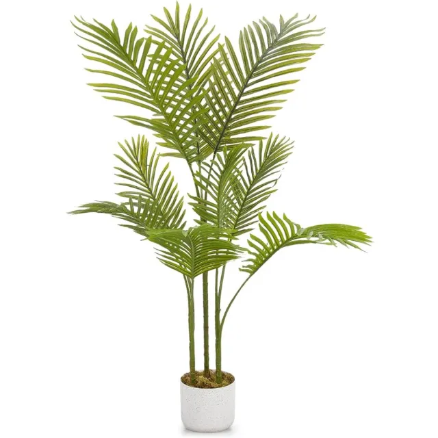 HOERFURIY Kunst Tropische Palm - 105cm, hoogdichte PEVA bladeren, flexibele steel met geïntegreerde pot voor binnen en overdekt buiten groen