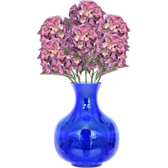 Emerald Kunstbloem hortensia tak - 8x - 50 cm - lila paars - kunst zijdebloemen - decoratie - hydrangea