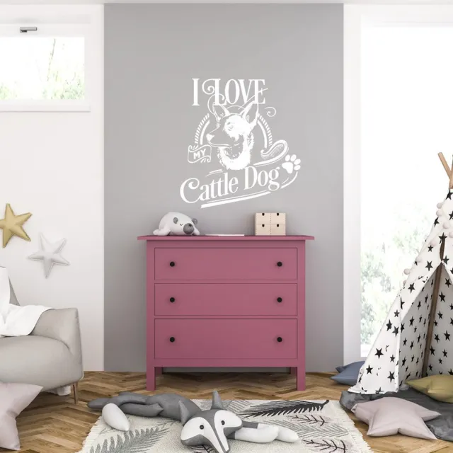 MC Living Muursticker - I Love My Cattle Dog - 40,6 x 43,4 - Wit