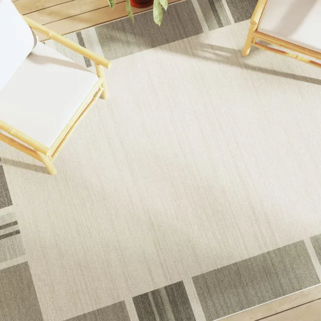 vidaXL Vloerkleed voor binnen buiten laagpolig 190x300 cm meerkleurig taupe, foto 2