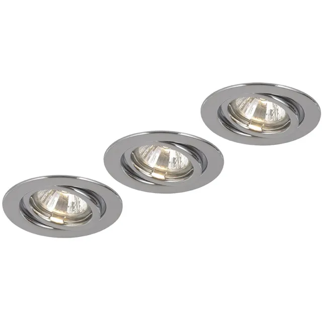 Globo Lighting Plafondspot Inbouwspot Plafondlamp Woonkamerlamp, metaal chroom rond, GU10 fitting, D 9,7cm, set van 3 zilver