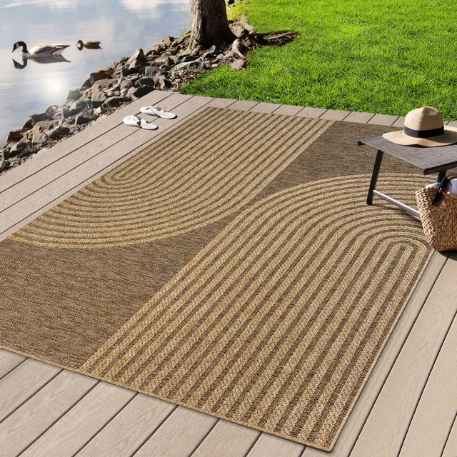 Mia´s Teppiche Mia’s Teppiche Soil – robuust in- & outdoortapijt met modern lijnpatroon, naturel 120 x 170 cm naturel met grafisch lijnpatroon