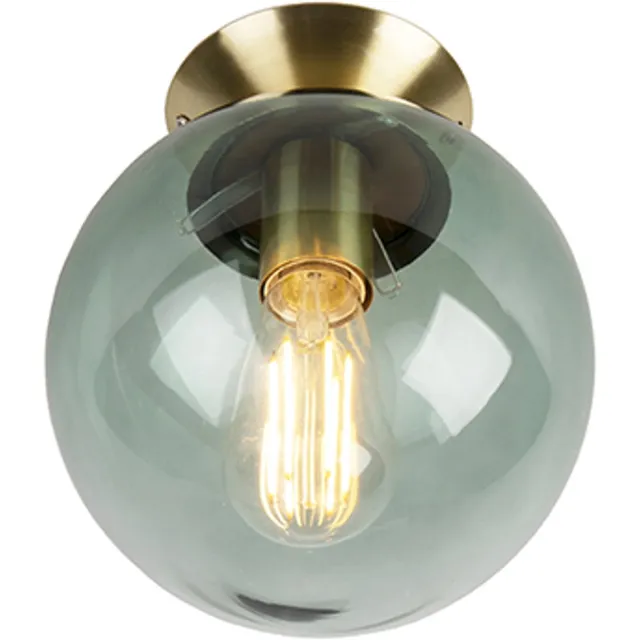 QAZQA pallon - Art Deco Plafondlamp - 1 lichts - Ø 200 mm - Groen - Woonkamer | Slaapkamer | Keuken