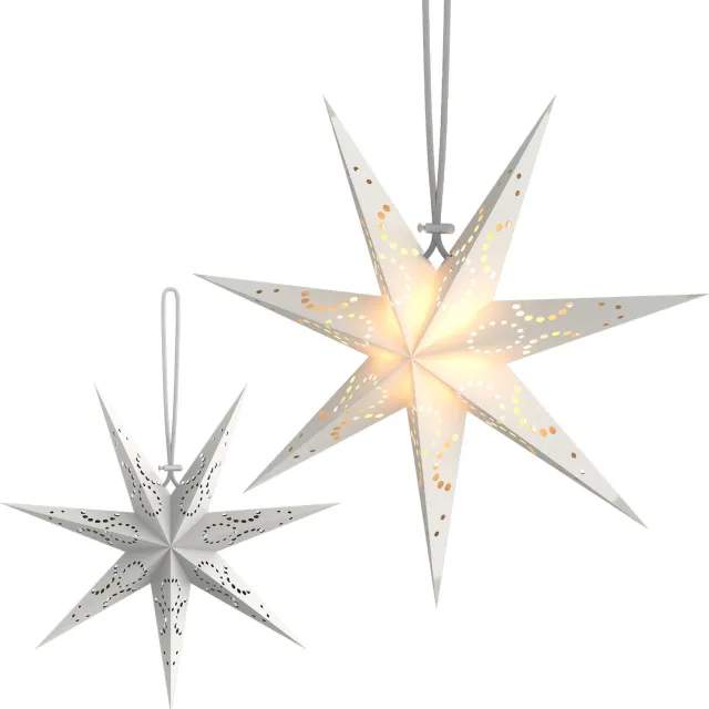 Soontrans Papieren Kerstster 45 cm - Decoratieve Lichtster Op te Hangen - Stervormige Kerstdecoratie voor Binnen - Raamdecoratie, Wanddecoratie, Woonkamer en Feestelijke Verlichting - Wit Wit,Stervormig